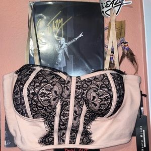 Beige bustier lace top